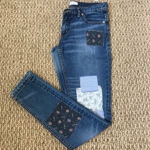 Free People Patchwork Skinny Jeans